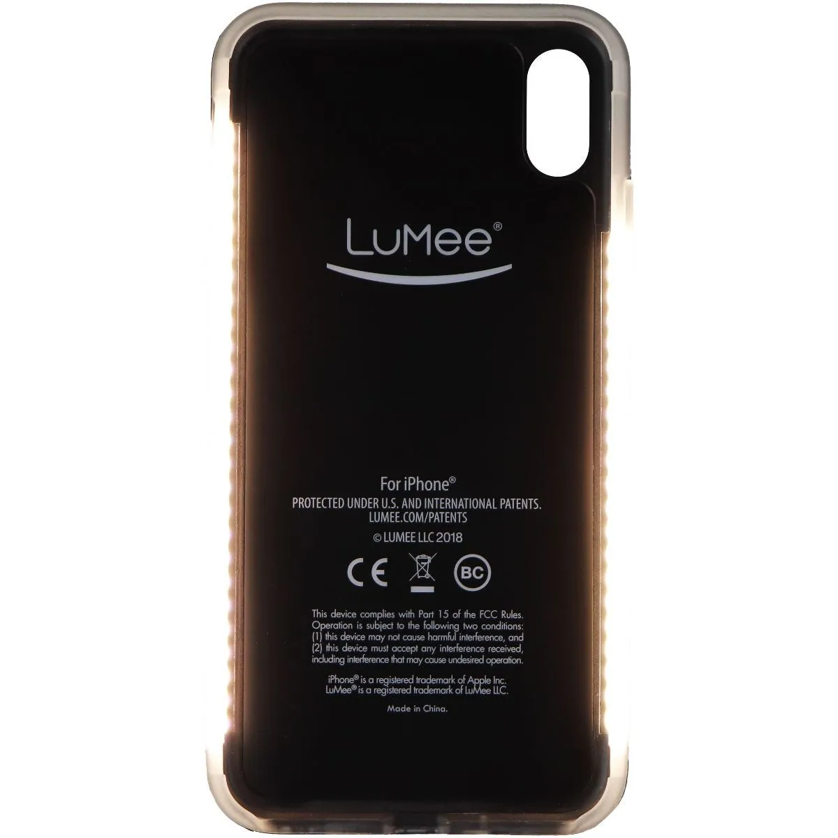 LuMee Duo Instafame LED Selfie Case for iPhone Xs Max - Black/Rose Marble