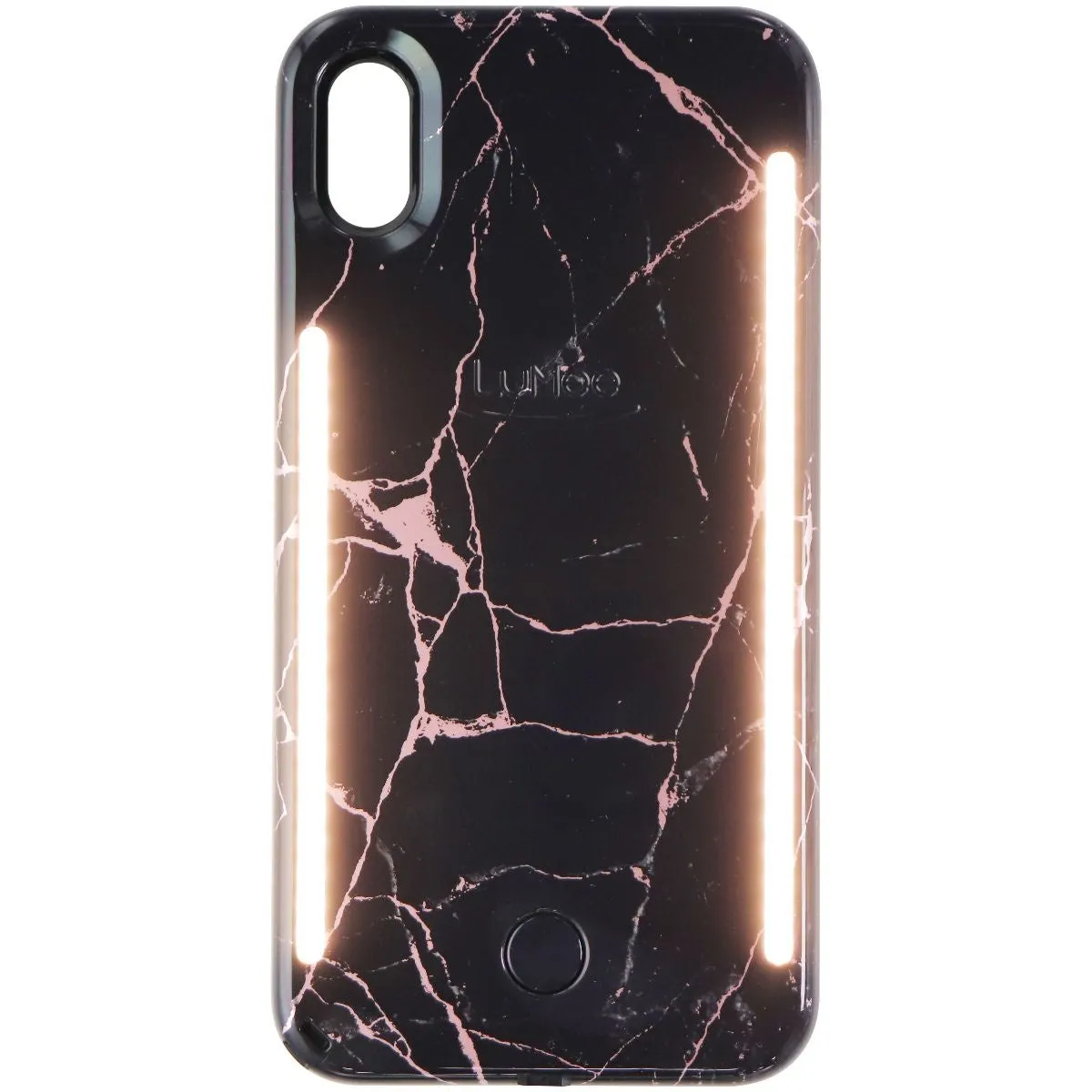 LuMee Duo Instafame LED Selfie Case for iPhone Xs Max - Black/Rose Marble