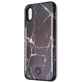 LuMee Duo Instafame LED Selfie Case for iPhone Xs Max - Black/Rose Marble