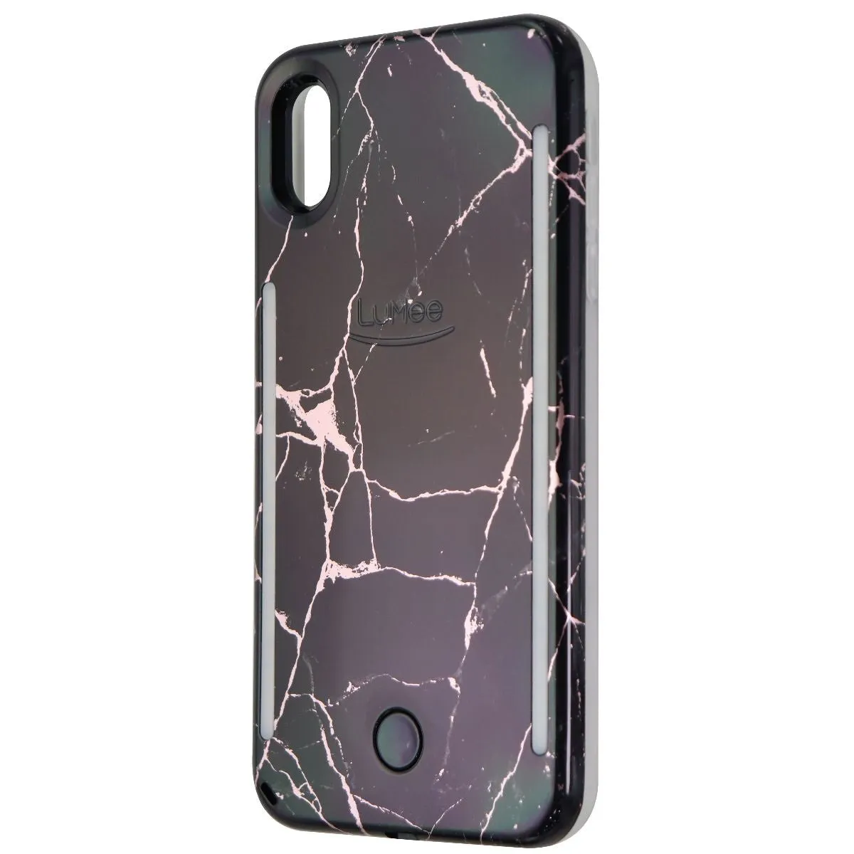 LuMee Duo Instafame LED Selfie Case for iPhone Xs Max - Black/Rose Marble