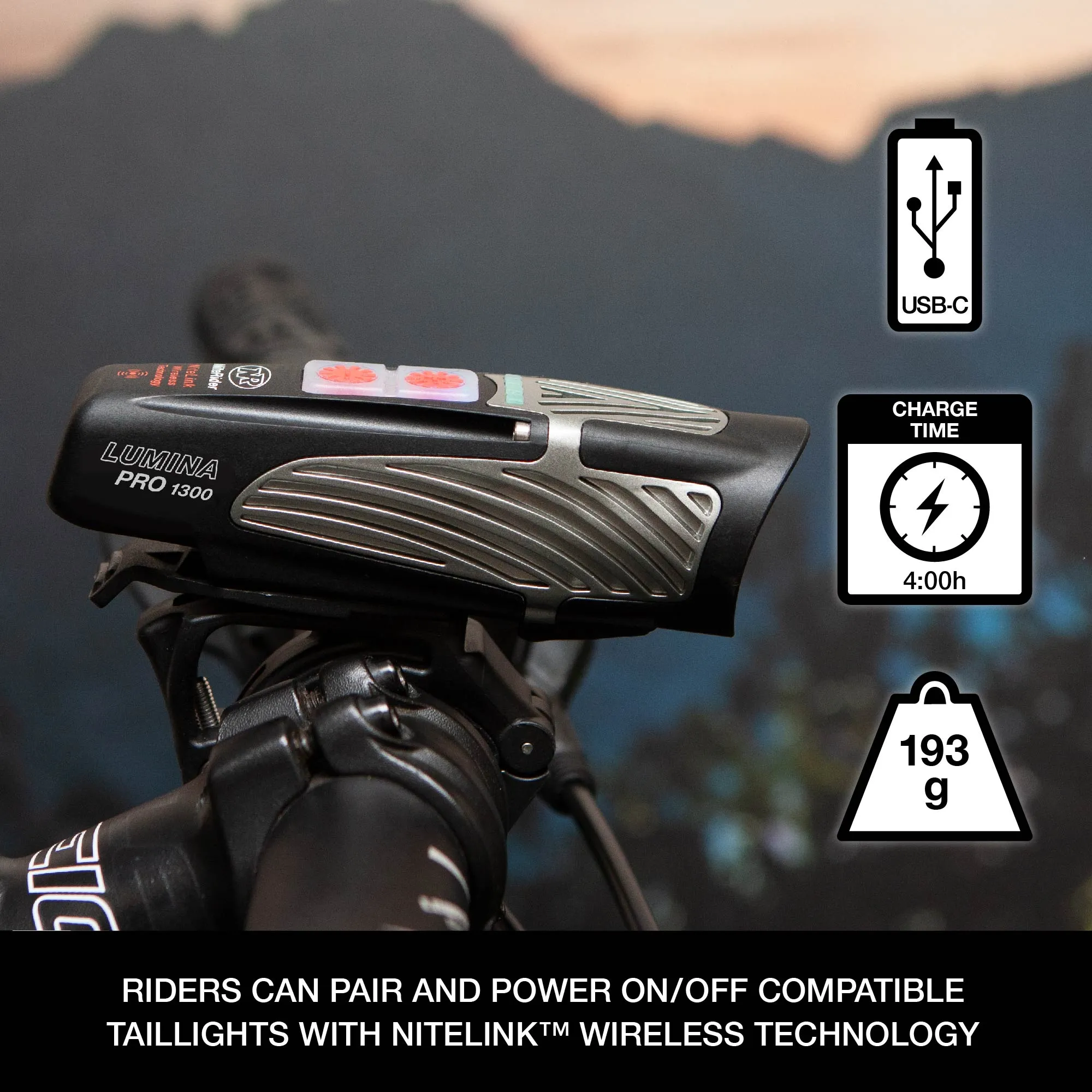 Lumina™ Pro 1300 Front Bike Light with NiteLink™