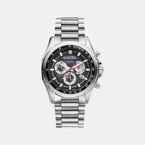 Men's Black Stainless Steel Chronograph Watch 220837 41 55 20