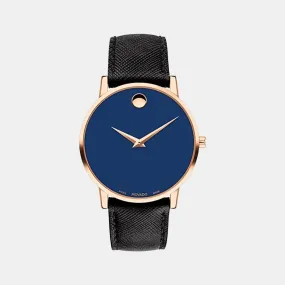 Men's Blue Analog Leather Watch 607266