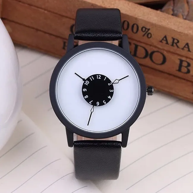 Men's Unique Minimalist Design Leather Watch