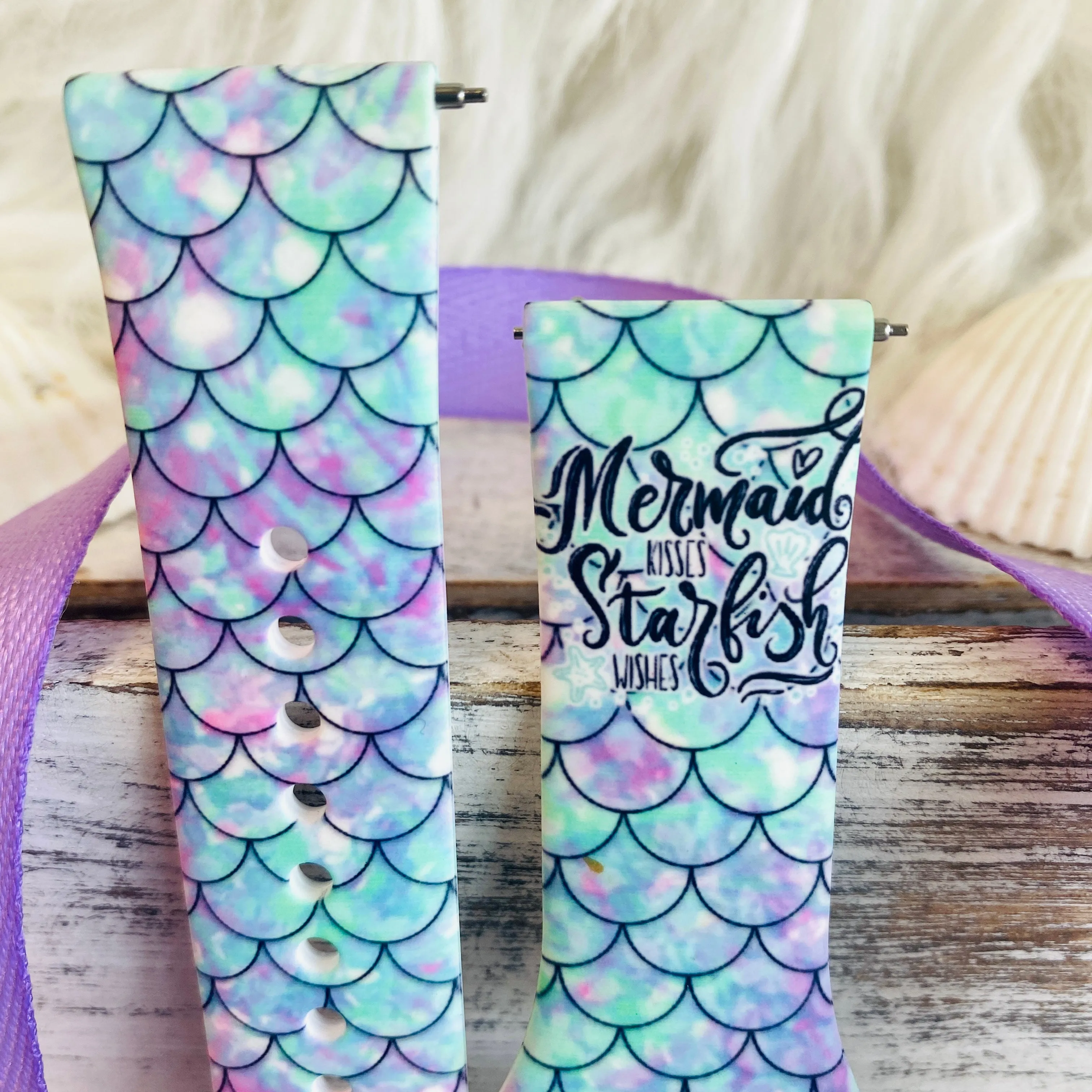 Mermaid Kisses Print Silicone Band For Fitbit Versa 1/2