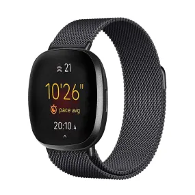 Metal Milanese Loop Bands | Fitbit Sense & Fitbit Versa 3 Smart Watch |Black