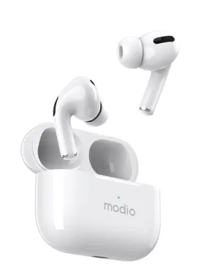 Modio ME8 True Wireless Stereo Earpods with Charging Case (Red/Black/Blue) for Superior Sound and Convenient Portability