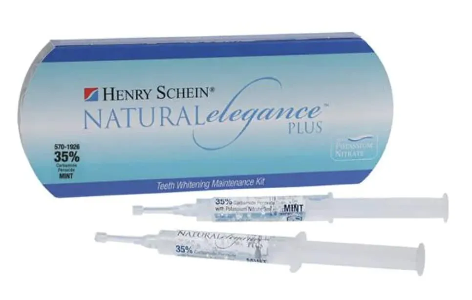 Natural Elegance® Plus 16% Carbamide Peroxide Mint Flavor Teeth Whitening Gel by Henry Schein, Two 3-ml Syringes, Compare to Opalescence, Dramatic Professional Whitening, Reduced Sensitivity