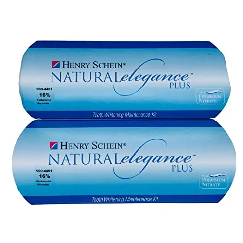 Natural Elegance® Plus 16% Carbamide Peroxide Mint Flavor Teeth Whitening Gel by Henry Schein, Two 3-ml Syringes, Compare to Opalescence, Dramatic Professional Whitening, Reduced Sensitivity