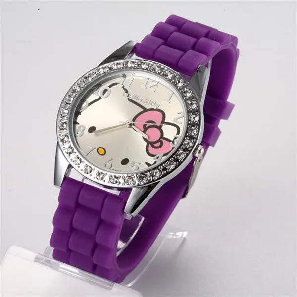 New Arrived hello kitty cartoon watches silicone girls kids quartz wristwatch women child mujer watches hot sale fashion relojes