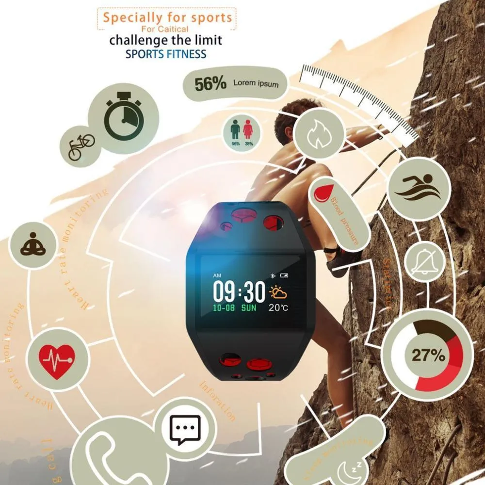 New Bluetooth Smartband Bands Blood Pressure IP68 Waterproof Smartwatch For IOS Android