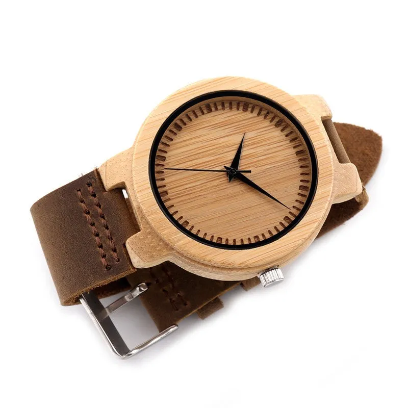 New Fasion japanese miyota 2035 movement wristwatches genuine leather bamboo wooden watches with gift box relogio masculino