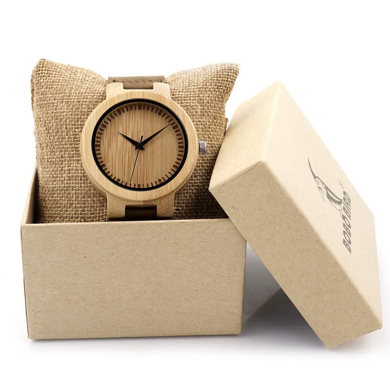 New Fasion japanese miyota 2035 movement wristwatches genuine leather bamboo wooden watches with gift box relogio masculino