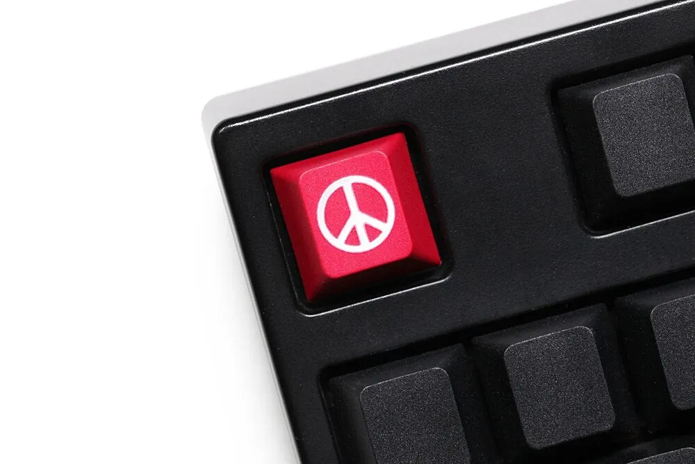 Novelty cherry profile dip dye sculpture pbt keycap laser etched anti war sign r1 1x