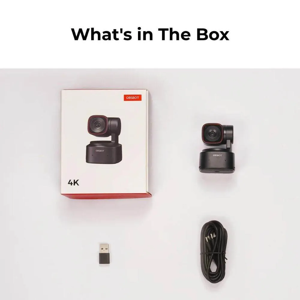 OBSBOT Tiny 2 Lite AI-Powered PTZ 4K Webcam with Intelligent Subject Tracking, Auto Zoom, Dual Omnidirectional Microphone with Adjustable Noise Cancellation, 2-Axis Gimbal, and Supports Windows and macOS for Computers & Laptops