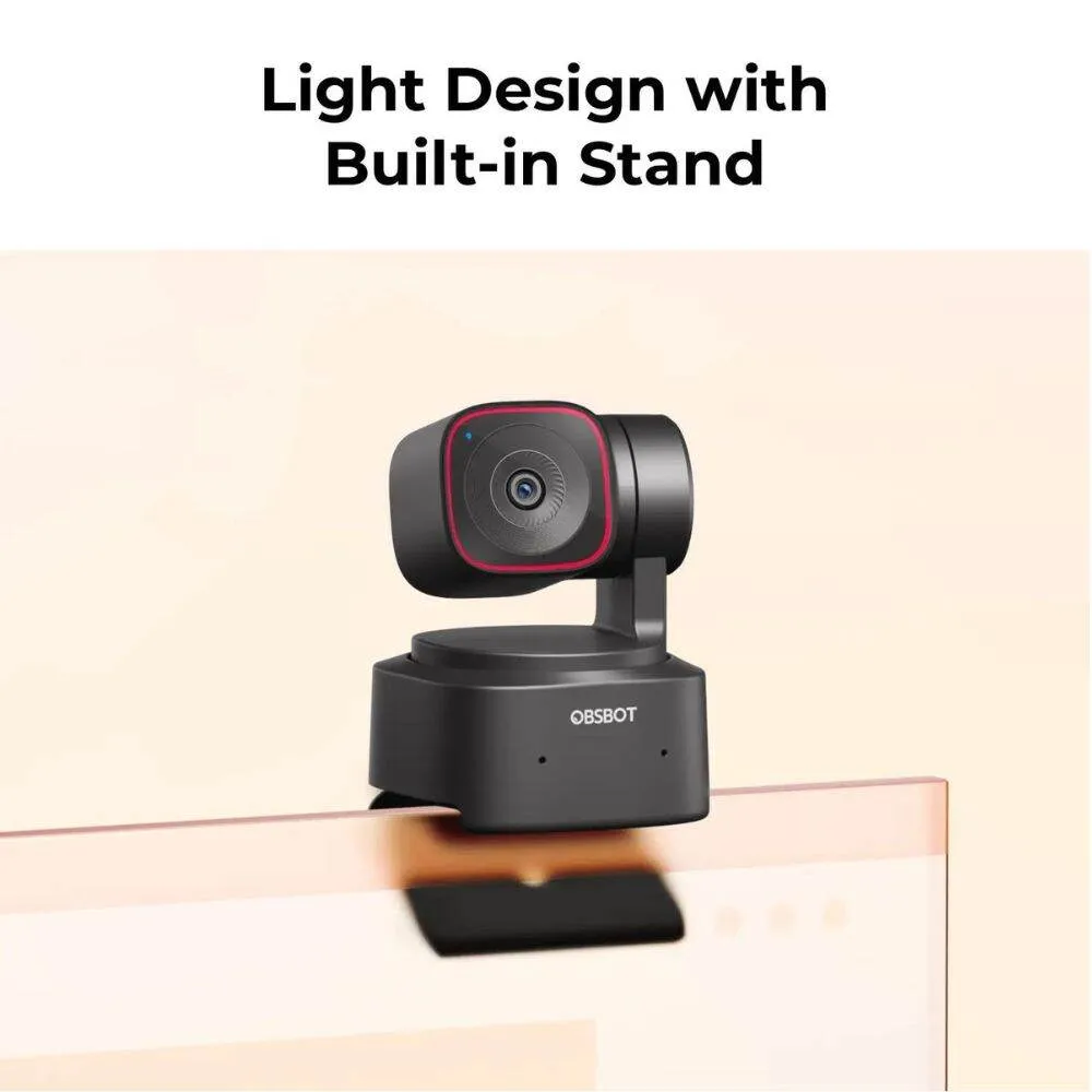 OBSBOT Tiny 2 Lite AI-Powered PTZ 4K Webcam with Intelligent Subject Tracking, Auto Zoom, Dual Omnidirectional Microphone with Adjustable Noise Cancellation, 2-Axis Gimbal, and Supports Windows and macOS for Computers & Laptops