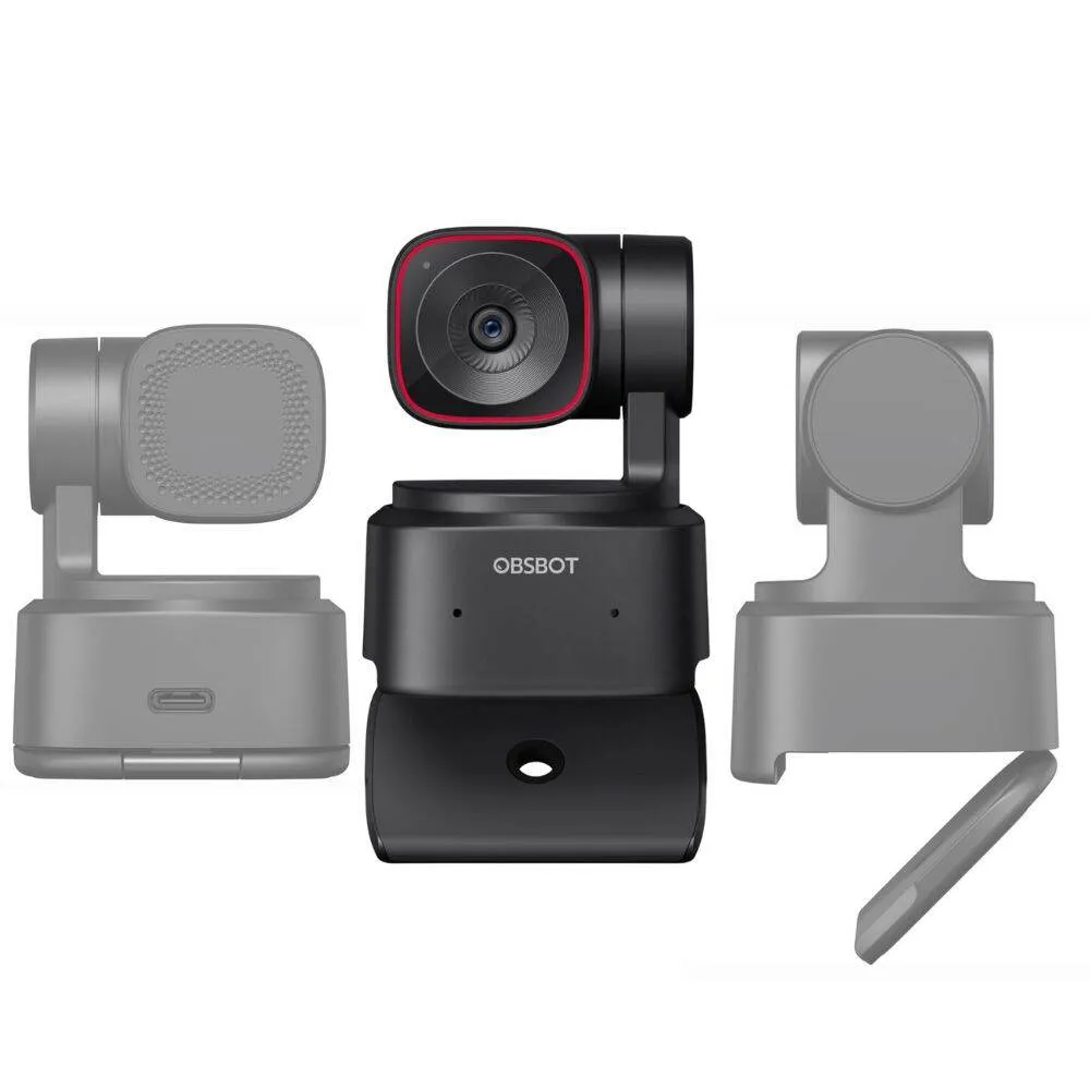 OBSBOT Tiny 2 Lite AI-Powered PTZ 4K Webcam with Intelligent Subject Tracking, Auto Zoom, Dual Omnidirectional Microphone with Adjustable Noise Cancellation, 2-Axis Gimbal, and Supports Windows and macOS for Computers & Laptops