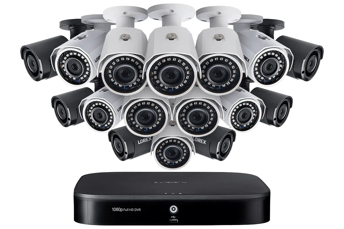 Outdoor Surveillance System with 10 HD 1080p Cameras and 6 HD 1080p Wireless Cameras