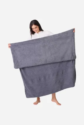 PJ Salvage Cable Crew Lounge Blanket in Charcoal