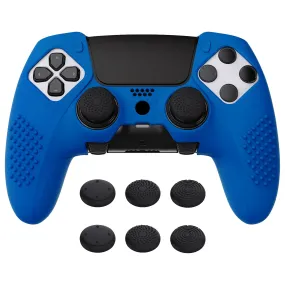 PlayVital 3D Studded Edition Anti-Slip Silicone Cover Case for ps5 Edge Controller, Soft Rubber Protector Skin for ps5 Edge Wireless Controller with 6 Thumb Grip Caps - Blue - ETPFP009