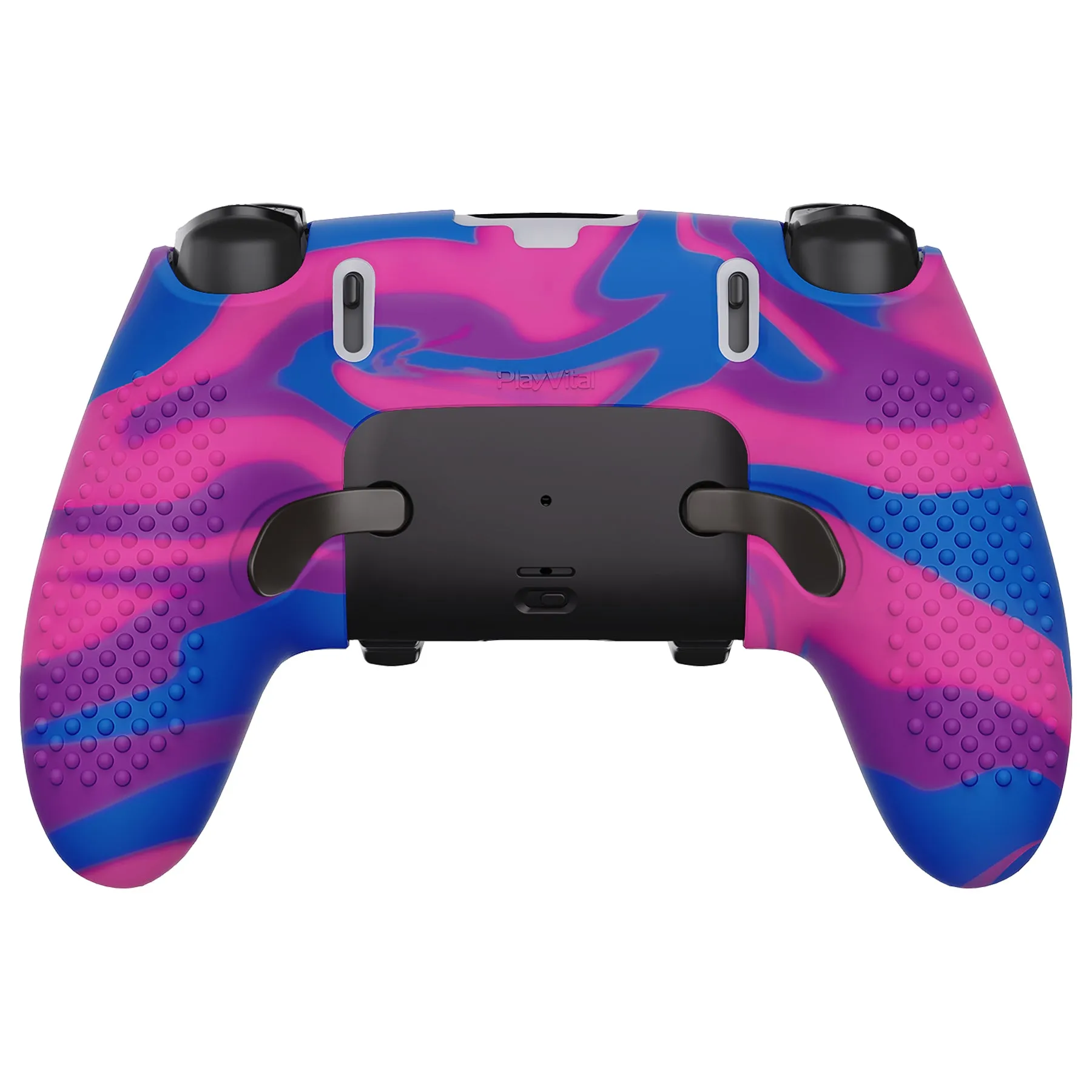 PlayVital 3D Studded Edition Anti-Slip Silicone Cover Case for ps5 Edge Controller, Soft Rubber Protector Skin for ps5 Edge Wireless Controller with 6 Thumb Grip Caps - Pink & Purple & Blue - ETPFP015