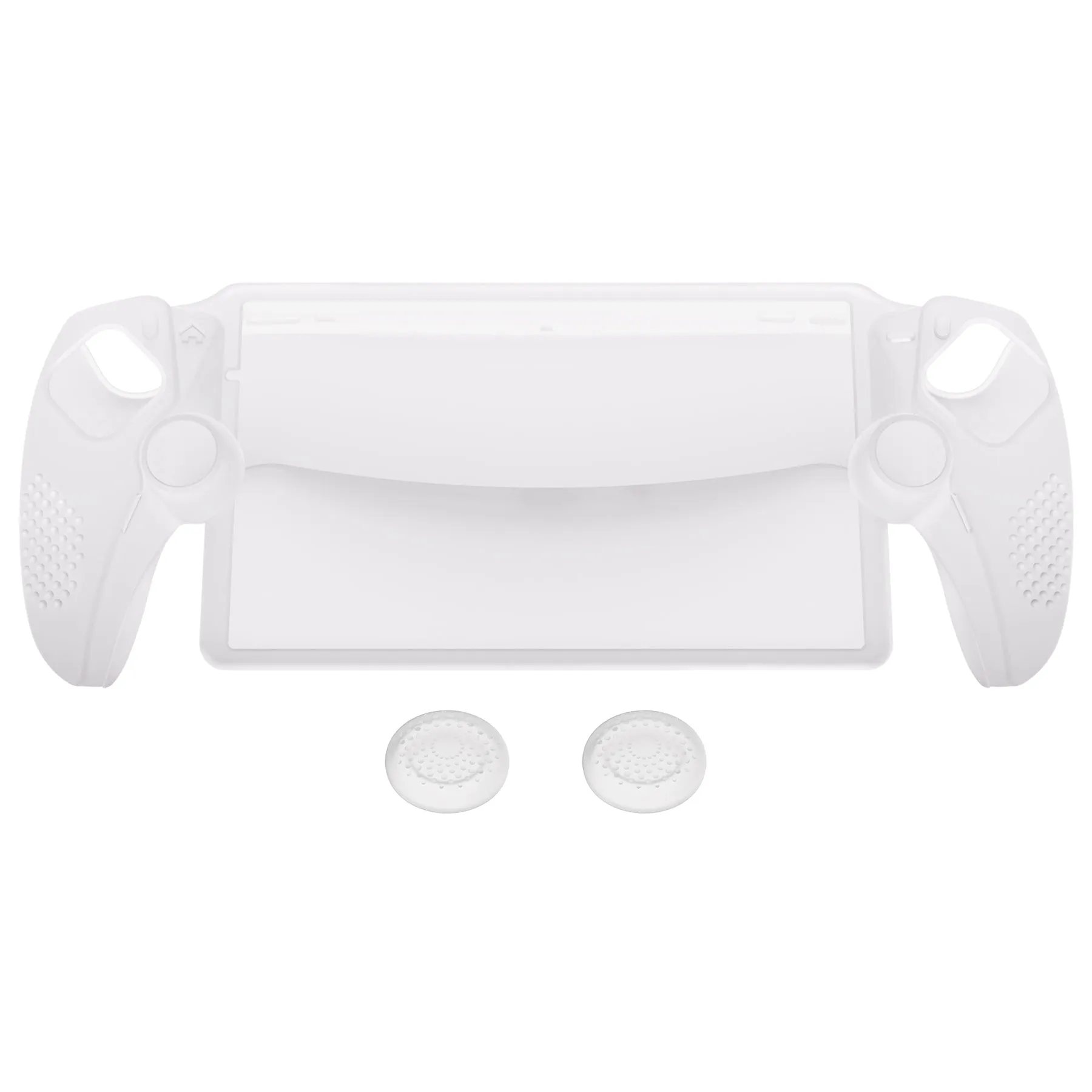 PlayVital 3D Studded Edition Anti-Slip Silicone Protective Case with Thumb Grips for PS Portal Remote Player - Clear White - CYRPFP003