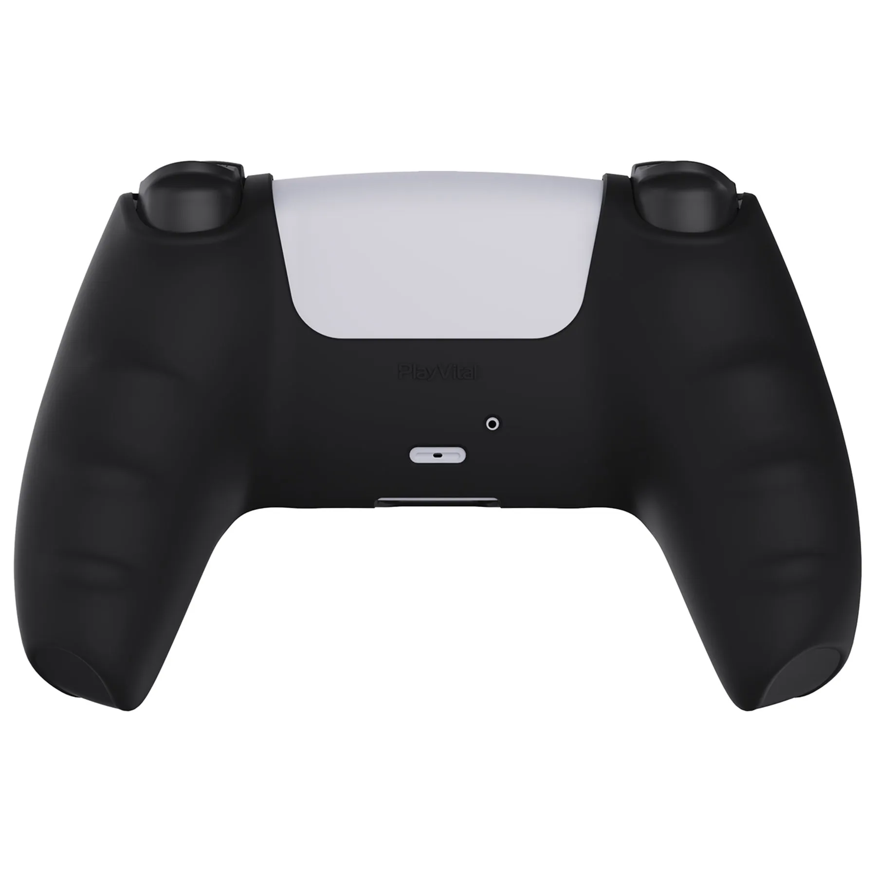 PlayVital Black Pure Series Anti-Slip Silicone Cover Skin for Playstation 5 Controller, Soft Rubber Case for PS5 Controller with Black Thumb Grip Caps - KOPF001