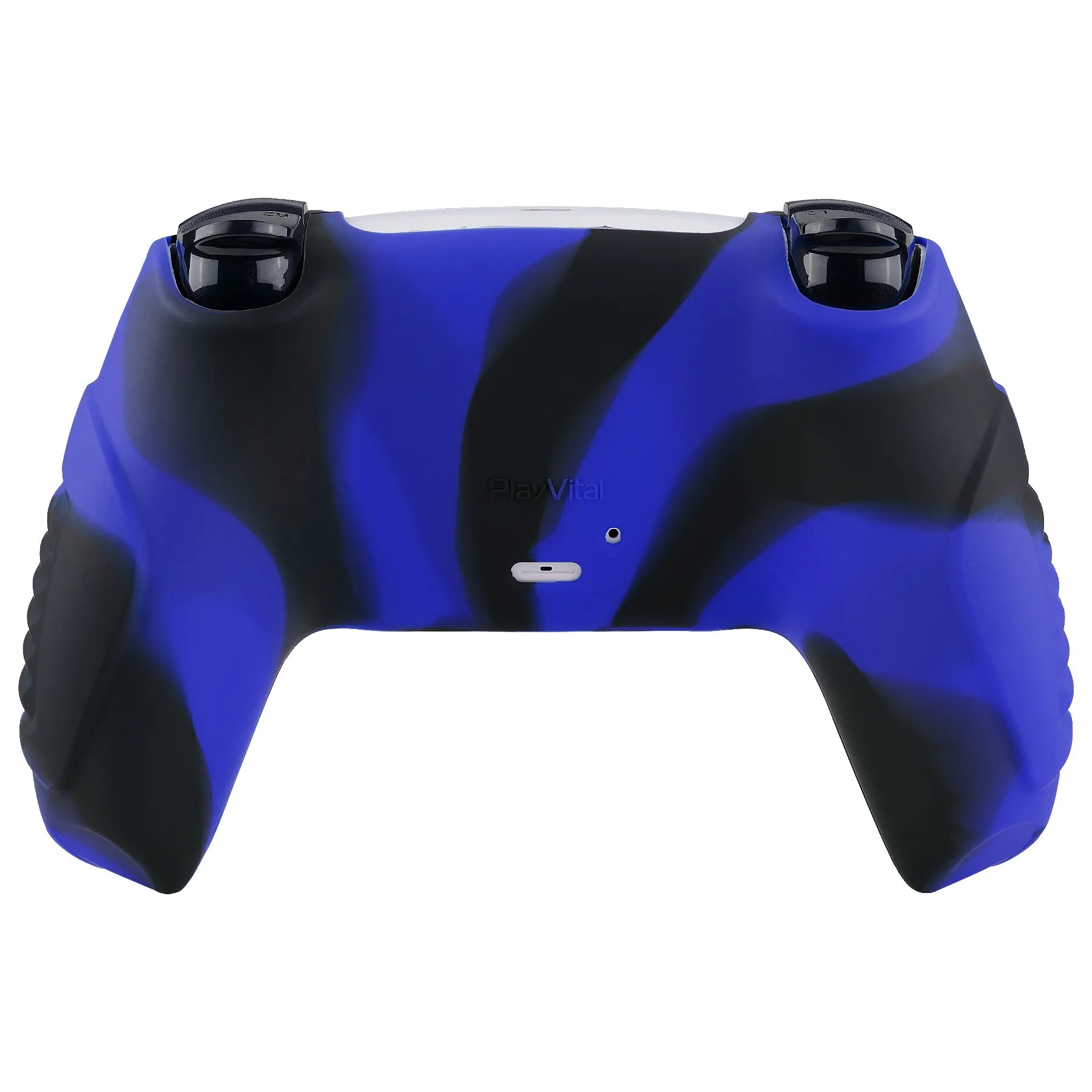 PlayVital Blue & Black Raging Warrior Edition Controller Protective Case Cover for PS5, Anti-slip Rubber Protector for PS5 Wireless Controller, Soft Silicone Skin for PS5 Controller with Thumbstick Cap - KZPF006