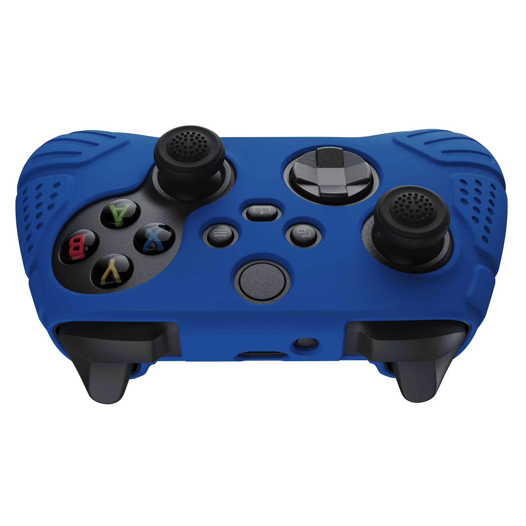 PlayVital Guardian Edition Blue Ergonomic Soft Anti-slip Controller Silicone Case Cover, Rubber Protector Skins with Black Joystick Caps for Xbox Series S and Xbox Series X Controller - HCX3008