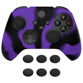 PlayVital Purple & Black 3D Studded Edition Anti-slip Silicone Cover Skin for Xbox Series X Controller, Soft Rubber Case Protector for Xbox Series S Controller with 6 Black Thumb Grip Caps - SDX3022