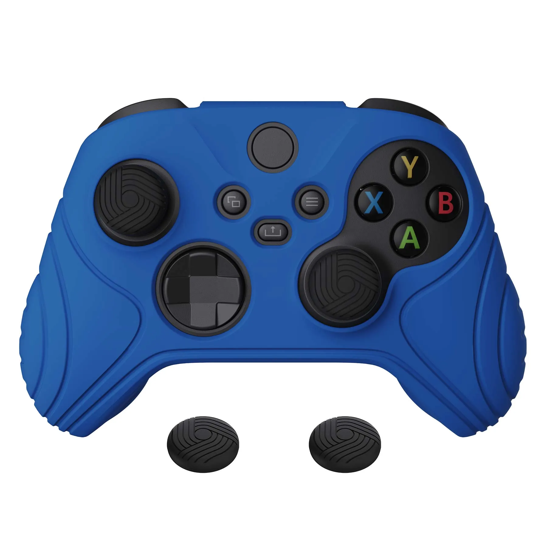 PlayVital Samurai Edition Blue Anti-slip Controller Grip Silicone Skin, Ergonomic Soft Rubber Protective Case Cover for Xbox Series S/X Controller with Black Thumb Stick Caps - WAX3008