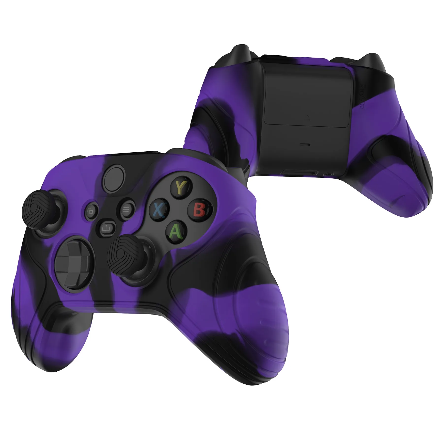 PlayVital Samurai Edition Purple & Black Anti-slip Controller Grip Silicone Skin, Ergonomic Soft Rubber Protective Case Cover for Xbox Series S/X Controller with Black Thumb Stick Caps - WAX3023