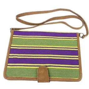 Purple and Green iPad Carry Case with Leather Trim Maya Traditions