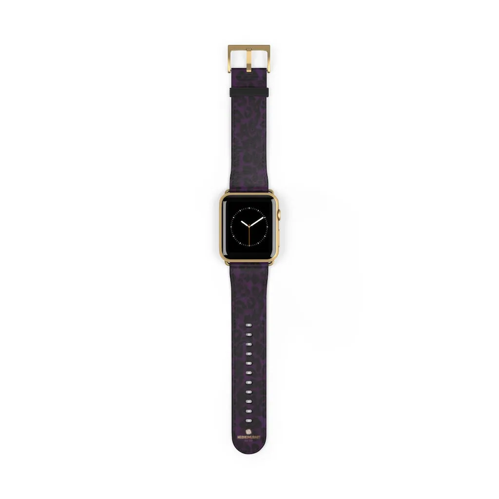 Purple Leopard Watch Band, Animal Print 38mm/42mm Watch Band For Apple Watch- Made in USA