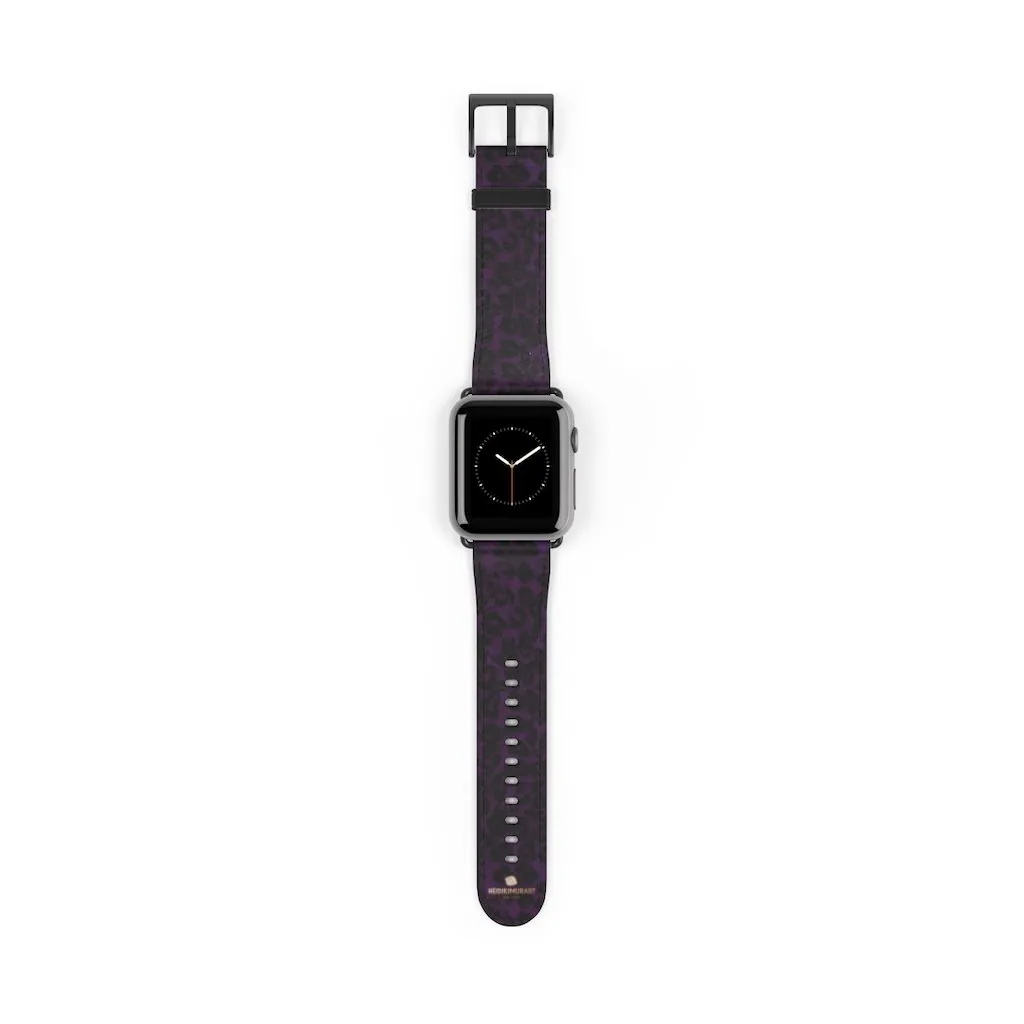 Purple Leopard Watch Band, Animal Print 38mm/42mm Watch Band For Apple Watch- Made in USA