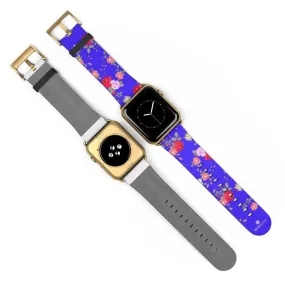 Purple Red Floral Watch Band, Rose Print 38mm/42mm Watch Band For Apple Watch- Made in USA