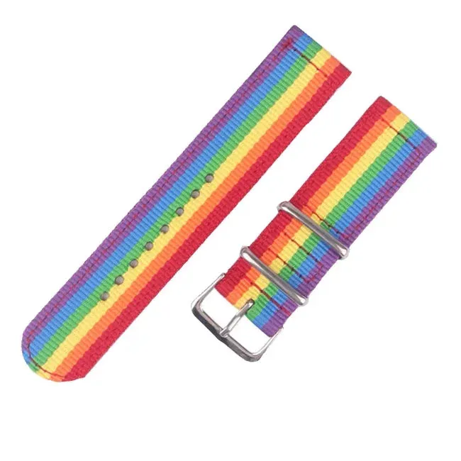 Rainbow Samsung Watch Band 18mm 24mm 22mm 20mm Woven Nylon Watch Sport Strap Band For Samsung Galaxy 4 5 6 Gear S3 Classic Active 2 for Amazfit Fabric band