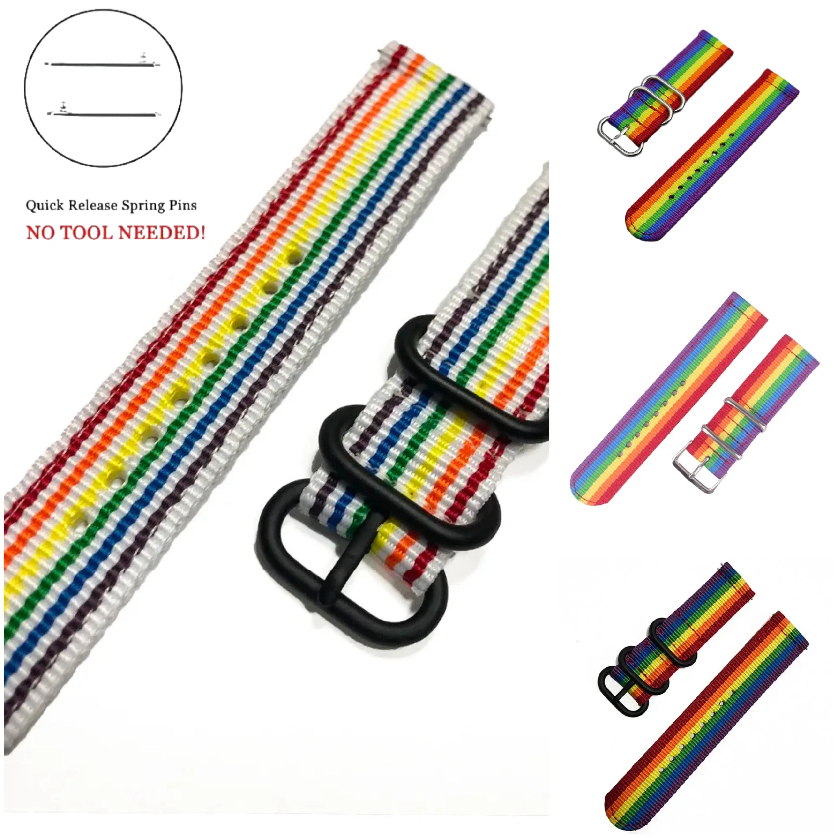 Rainbow Samsung Watch Band 18mm 24mm 22mm 20mm Woven Nylon Watch Sport Strap Band For Samsung Galaxy 4 5 6 Gear S3 Classic Active 2 for Amazfit Fabric band