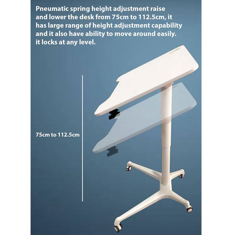 Rife Standing Folding Workstation, Sit Stand Mobile Desk with Height Adjustable from 75cm to 112.5cm, Supports up to 15 Kgs, White (LPTGE)