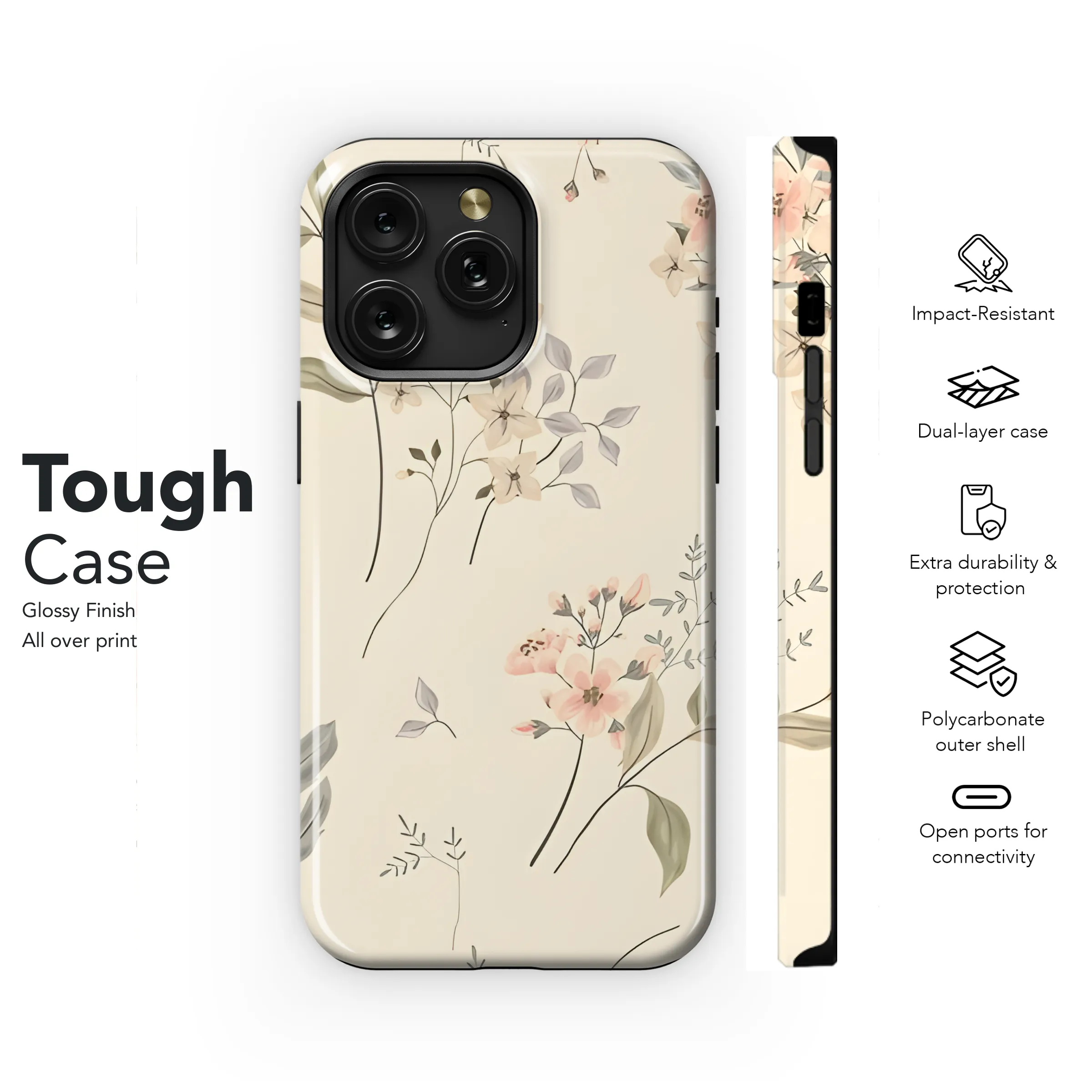 Romantic Vintage Floral Pattern Phone Case iPhone Samsung Cover Pixel 2311