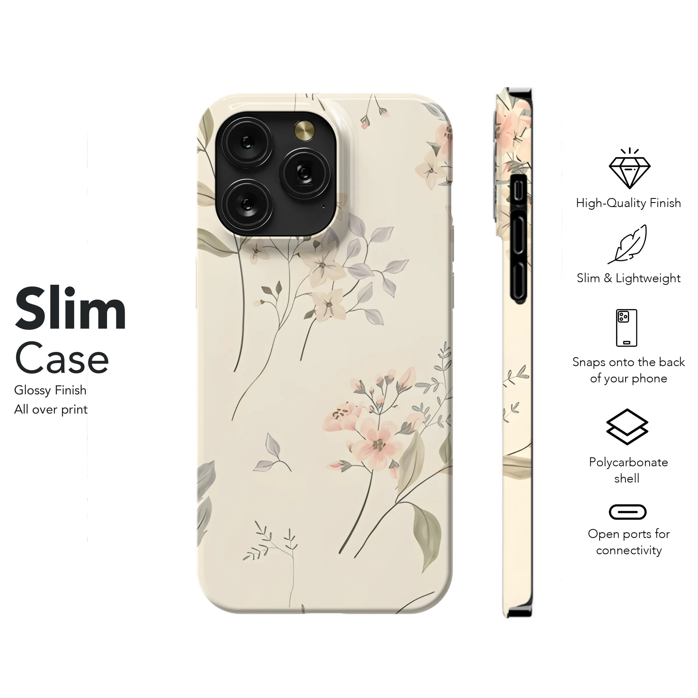 Romantic Vintage Floral Pattern Phone Case iPhone Samsung Cover Pixel 2311