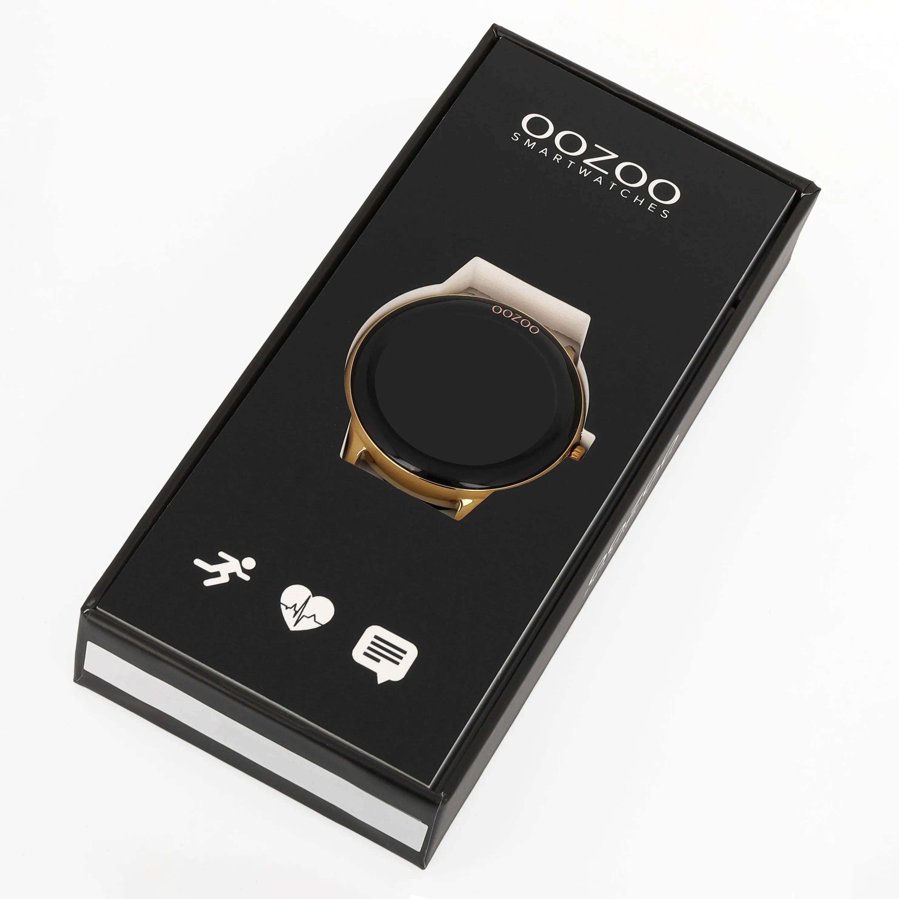 Rose gold coloured OOZOO smartwatch with black rubber strap - Q00133