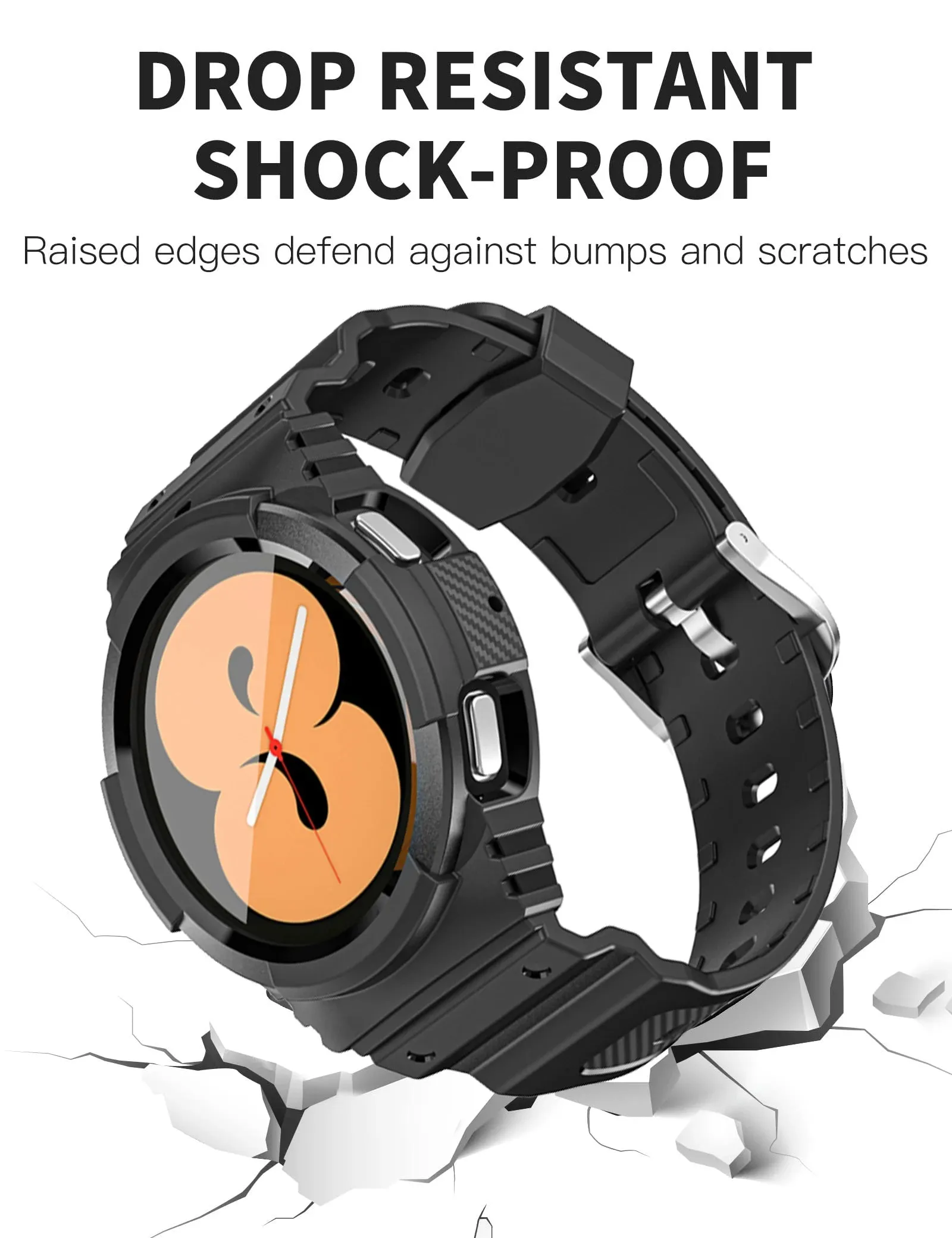 Rugged Shock Proof Case   Band for Samsung Galaxy Watch 4 44mm 40mm TPU Rugged Case bracelet correa Galaxy Watch 4 Classic 46mm/42mm strap