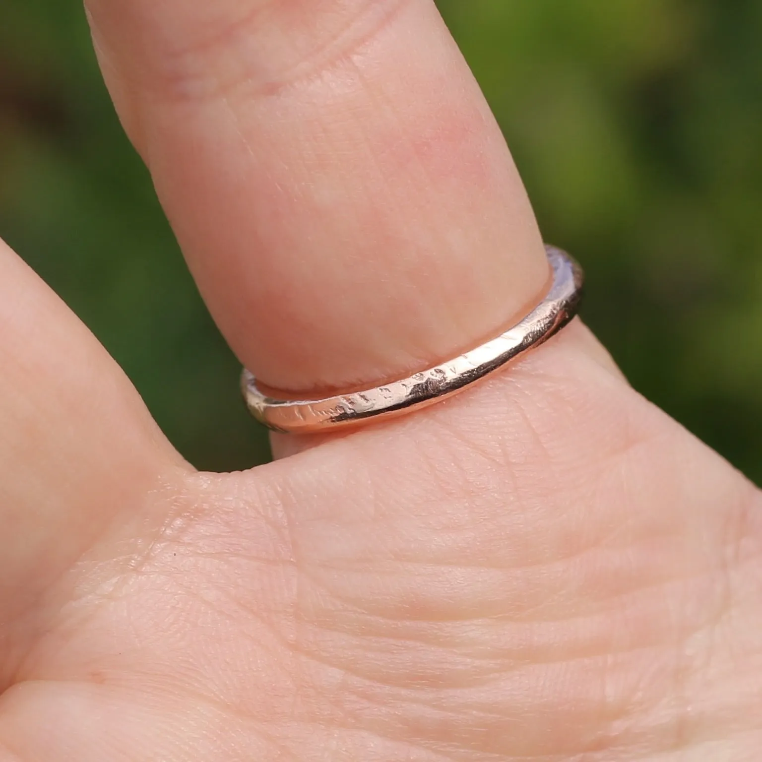 Rustic Handmade Rose Gold Ring with Blue Spinel, 9ct Rose Gold, size T or 9.5