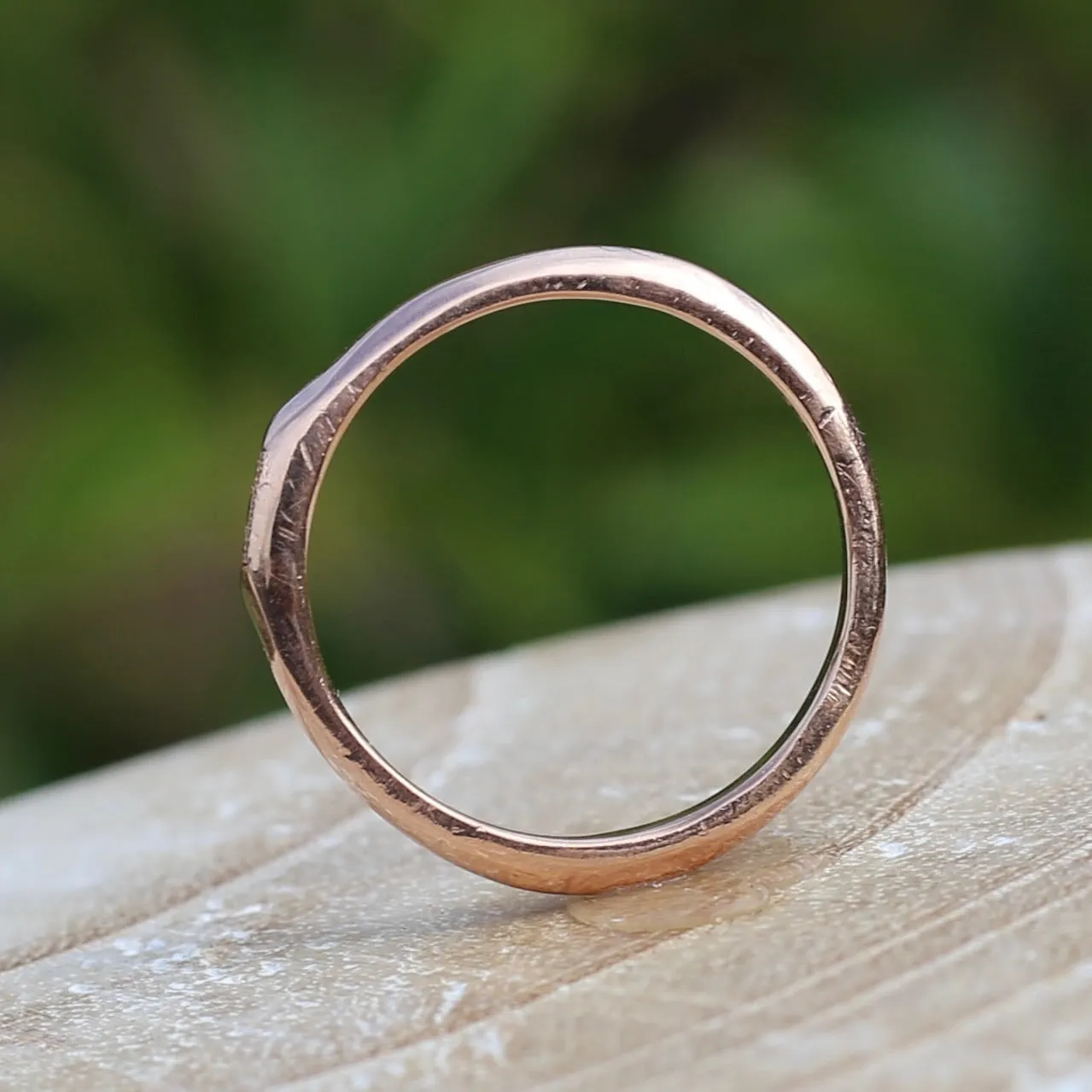 Rustic Handmade Rose Gold Ring with Blue Spinel, 9ct Rose Gold, size T or 9.5