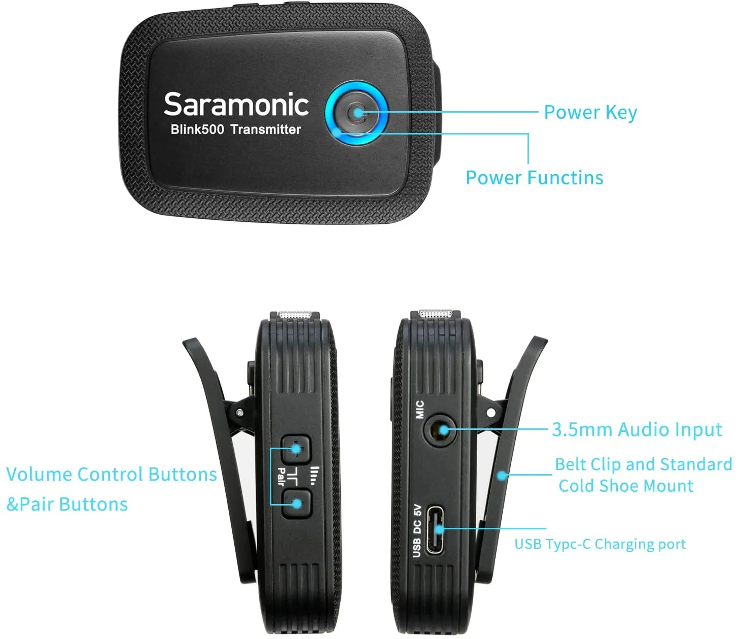 Saramonic Blink 500 B1 (TX RX) Ultracompact 2.4GHz Wireless Microphone System