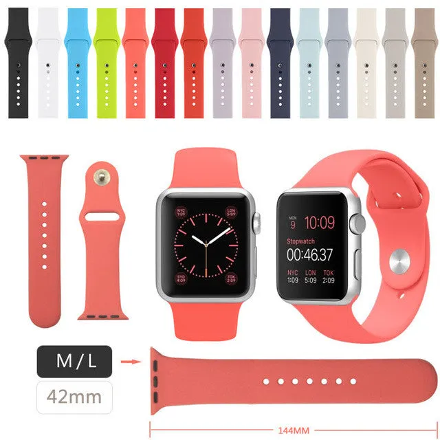 Silicone Bands Sport Watch Band For Apple Watch 38MM S/M 38MM M/L 42MM S/M 42MM M/L Size Strap