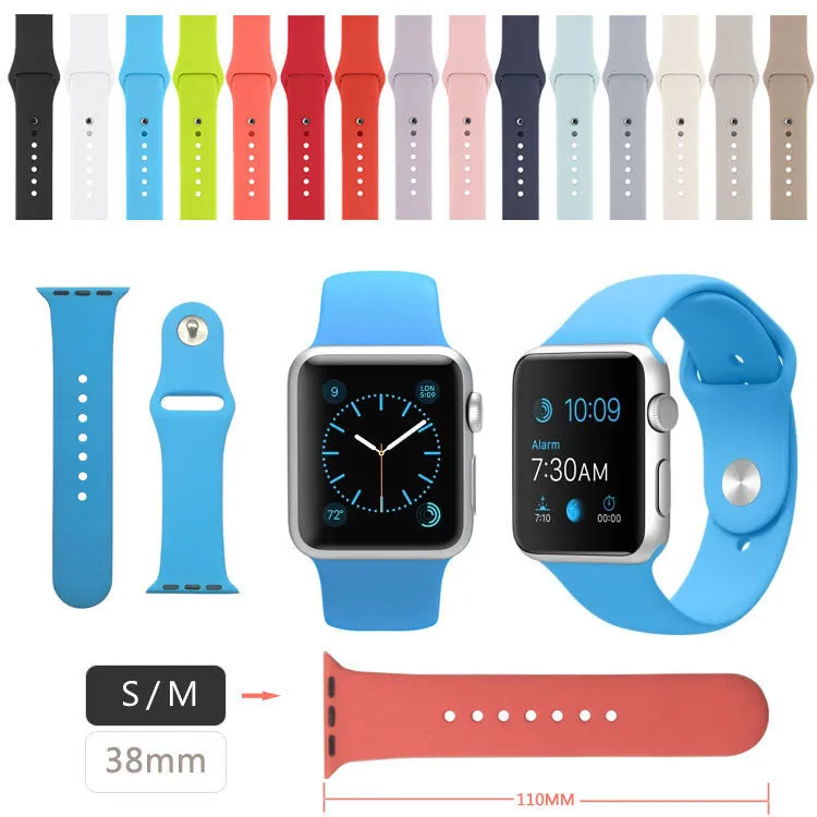 Silicone Bands Sport Watch Band For Apple Watch 38MM S/M 38MM M/L 42MM S/M 42MM M/L Size Strap