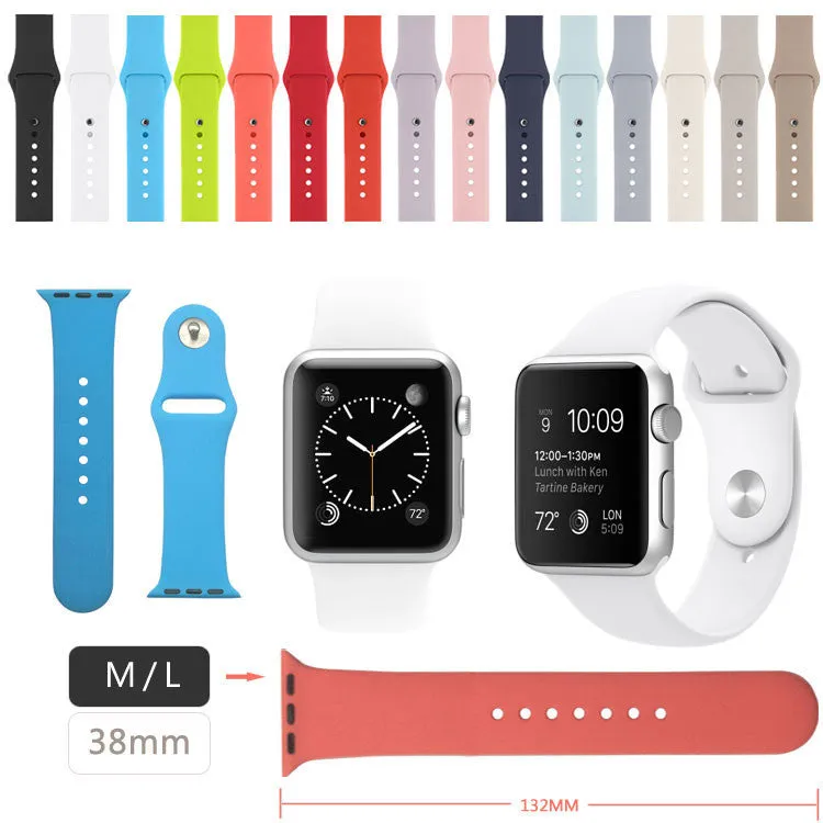 Silicone Bands Sport Watch Band For Apple Watch 38MM S/M 38MM M/L 42MM S/M 42MM M/L Size Strap