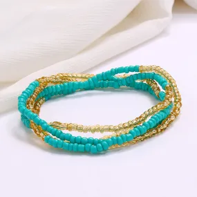 Slimming Elastic Waist Band | Turquoise gold Waist Beads | African Waist Beads